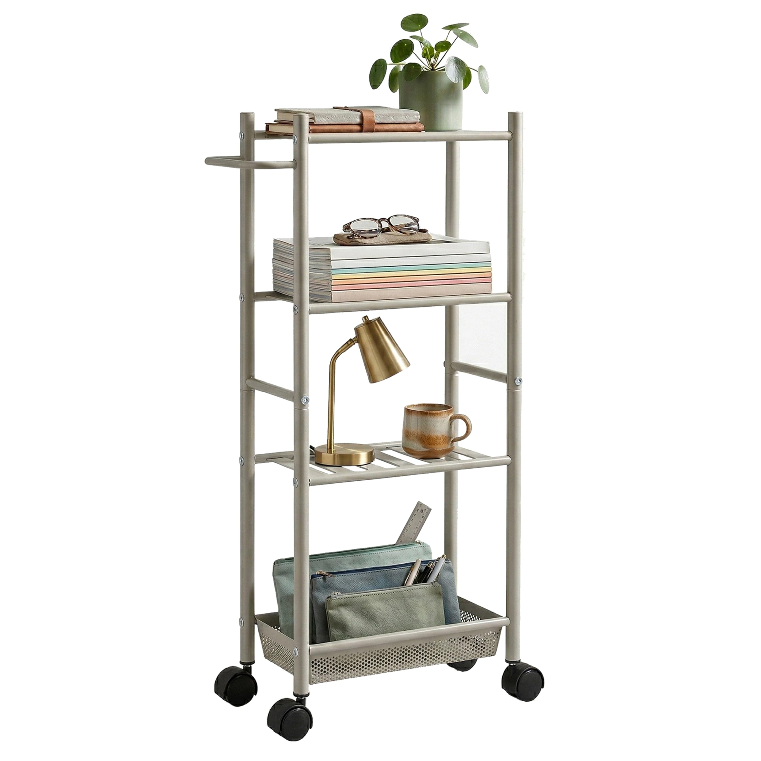 Premier Housewares Dara 4-Tier Nickel Trolley With Basket