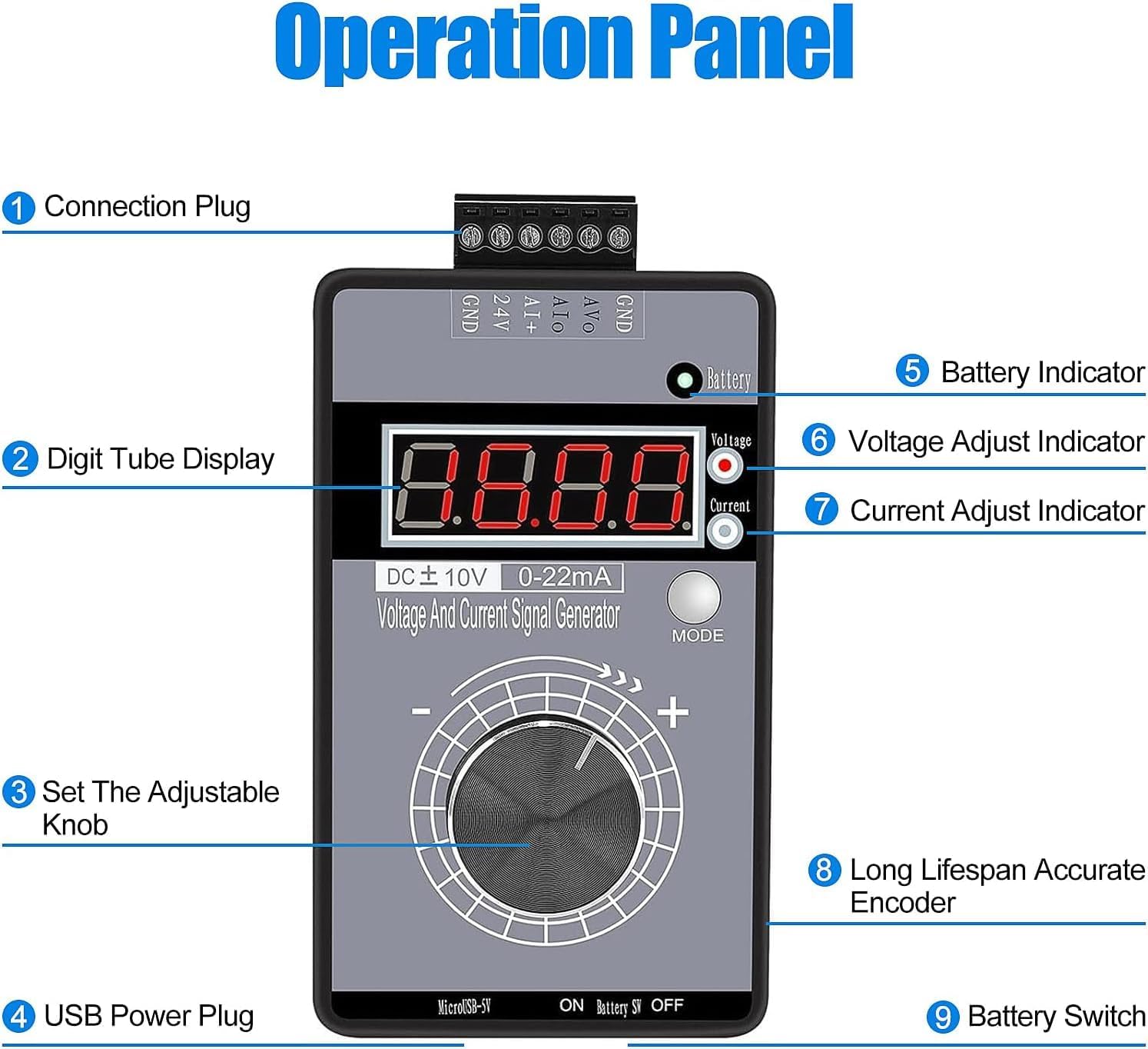 Generatore Di Segnale Portatile 0-24V/4-20mA - Per Calibrazione PLC, Con Display A Colorì - Foto 4