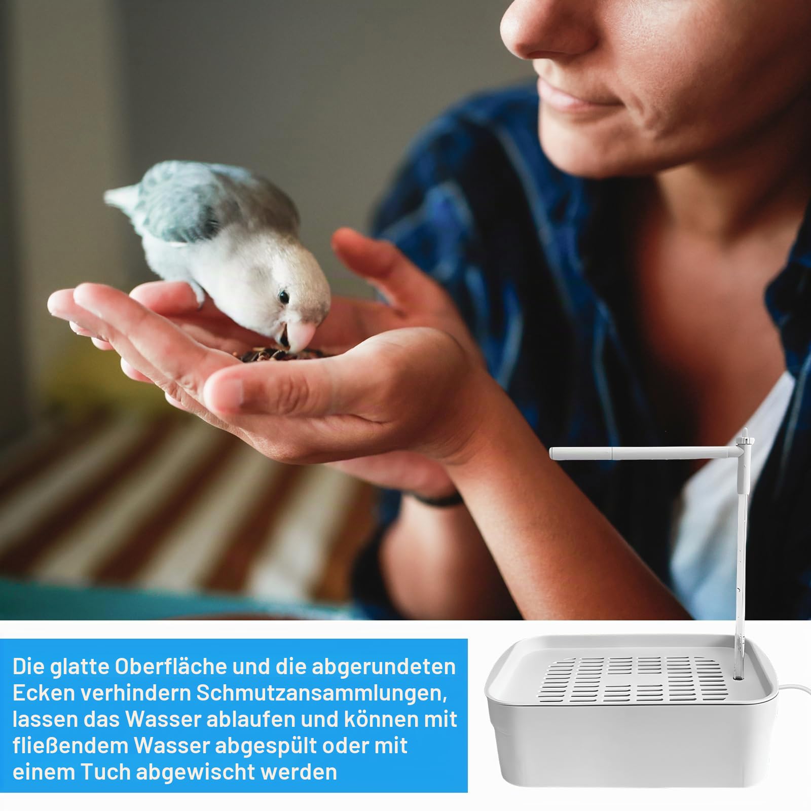 Wellensittich Dusche, Vogel Badehaus Badewanne, Vogeldusche Wellensittich, Wellensittich Badewanne, Automatische Haustier Vogeltränke, Multifunktionaler Vogeldusche Mit Zirkulierendem Wasser - Weiß