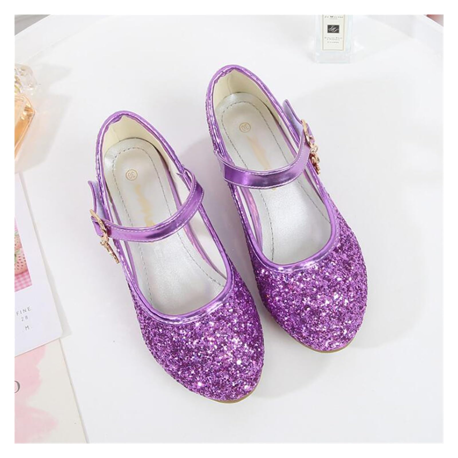 Scarpa Da Ballo Per Bambini Con Glitter Scarpe da ragazza in pelle con tacco alto for bambini Scarpe da principessa in pelle da sposa for ragazze Scarpe da ballo for studenti con paillettes rosse Sand