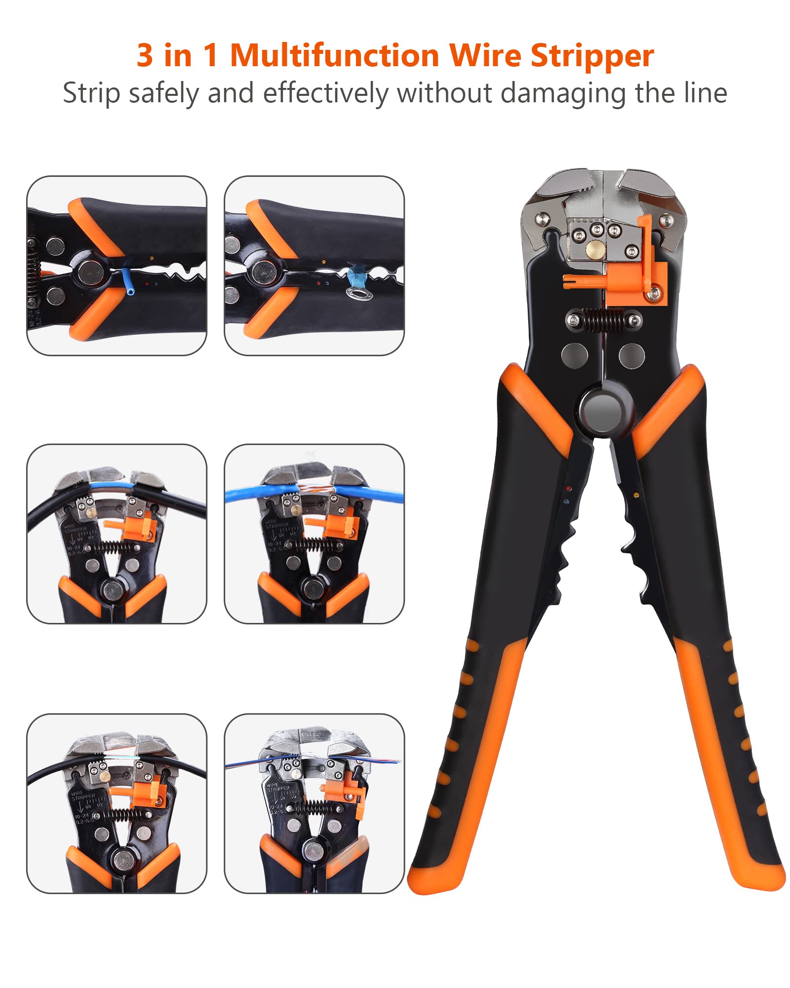 Wire Stripper, ENGiNDOT 3-in-1 Automatic Wire Stripper Plier Tool AWG10-24 - Image 2