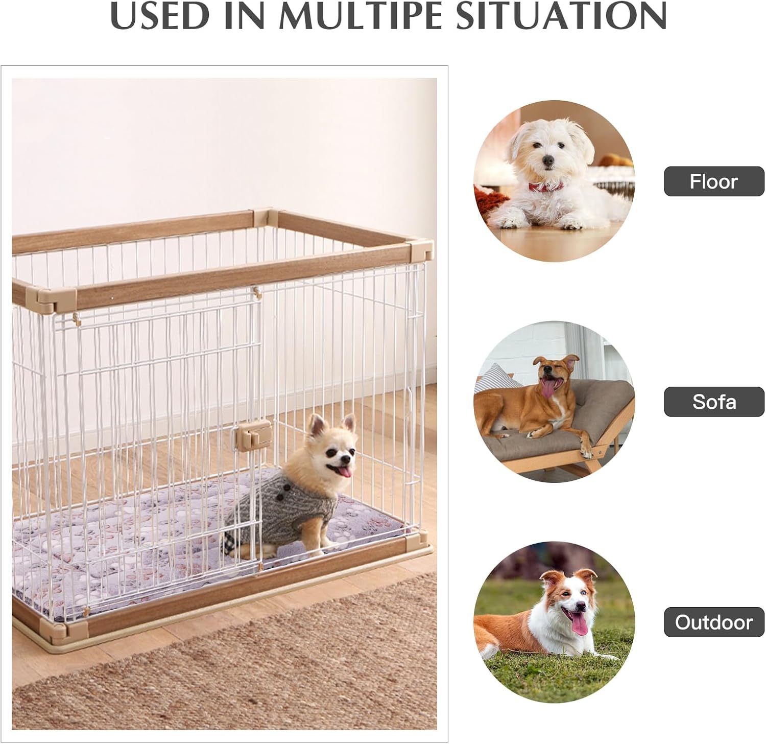 BBVAGSS Reversible Dog Crate Pad, Memory Foam Pet Bed Mat, Soft Warm Machine Washable Sleeping Kennel Mattress for Small Medium Dogs XH079 (36''x23''x1.6'',Grey Paw)