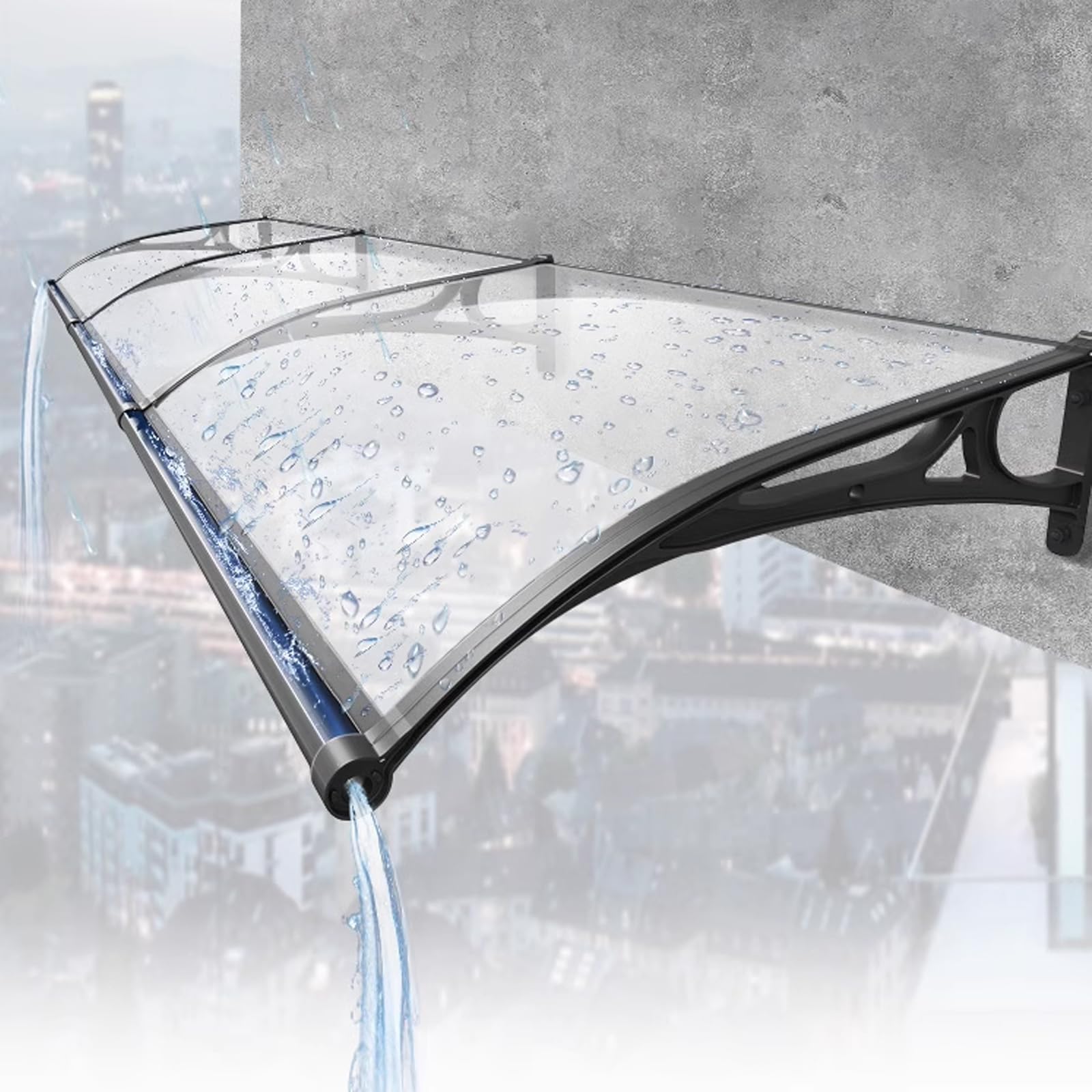 GJZQDKX Transparent Polycarbonate Door Window Awning Canopy Cover (80x180cm/31 x71) Self Cleaning Rain Shelter Silent Operation