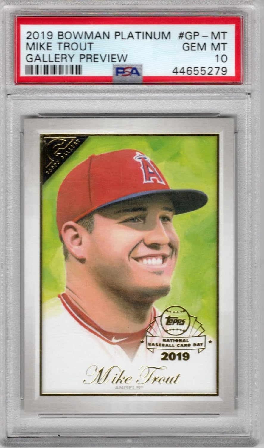 Mike Trout PSA 10 Gem Mint Graded 2019 Gallery Preview Collectible Baseball Card - 2019 Bowman Platinum Baseball Card #GP-MT (Angels) Free Shipping