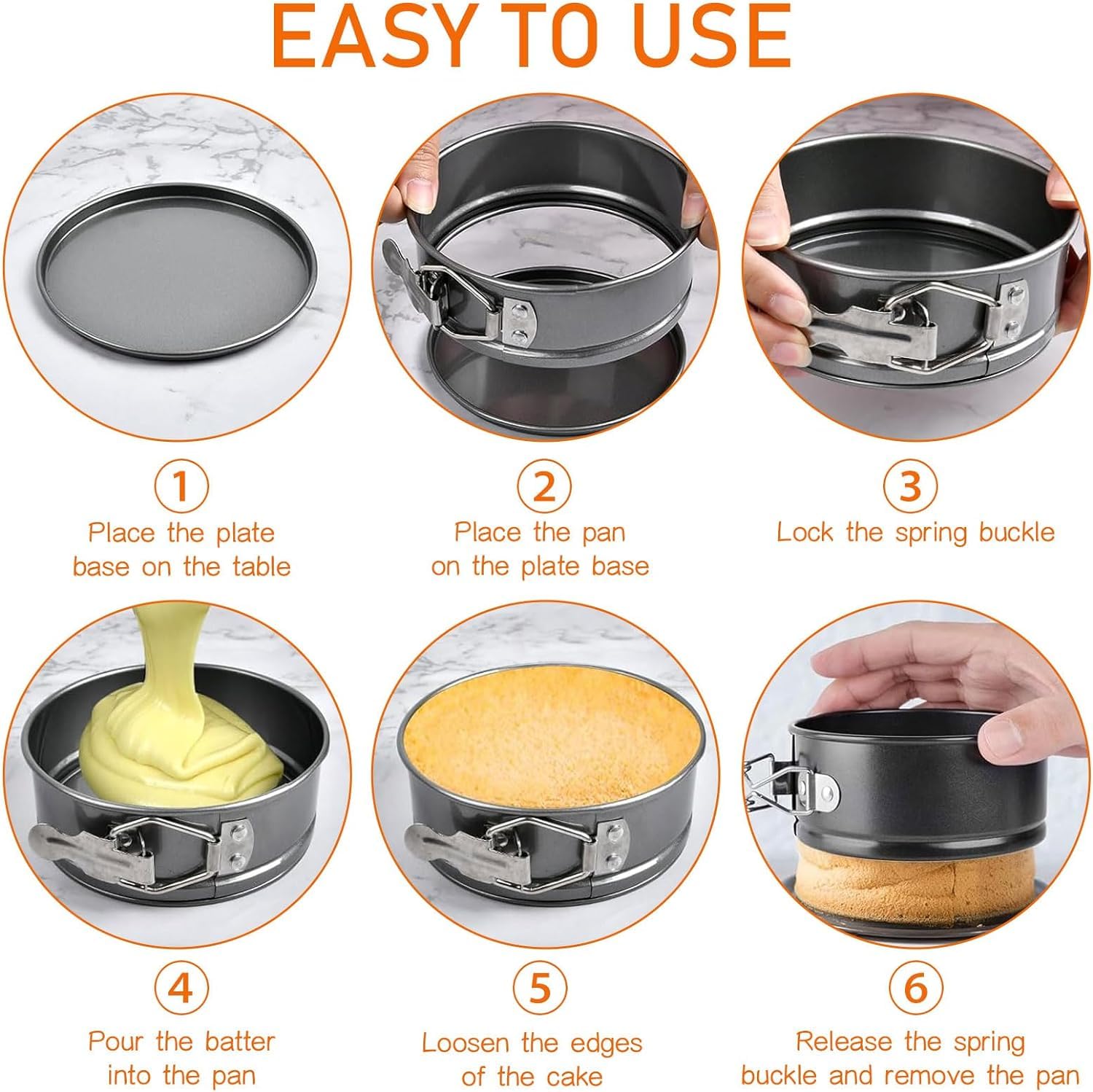 8 moldes de 4 pulgadas con forma de resorte, pequeños moldes redondos a prueba de fugas, mini moldes para tartas de queso con parte inferior extraíble, antiadherente, para mini tartas de queso,