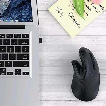 Ergonomic Mouse Wireless, Vertical Ergo Mouse, Rechargeable 2.4G Optical Vertical Mice with 6 Buttons 3 Adjustable 3200 DPI Cordless Mice for Large Hands for Mac PC Desktop Laptop Windows (Black)
