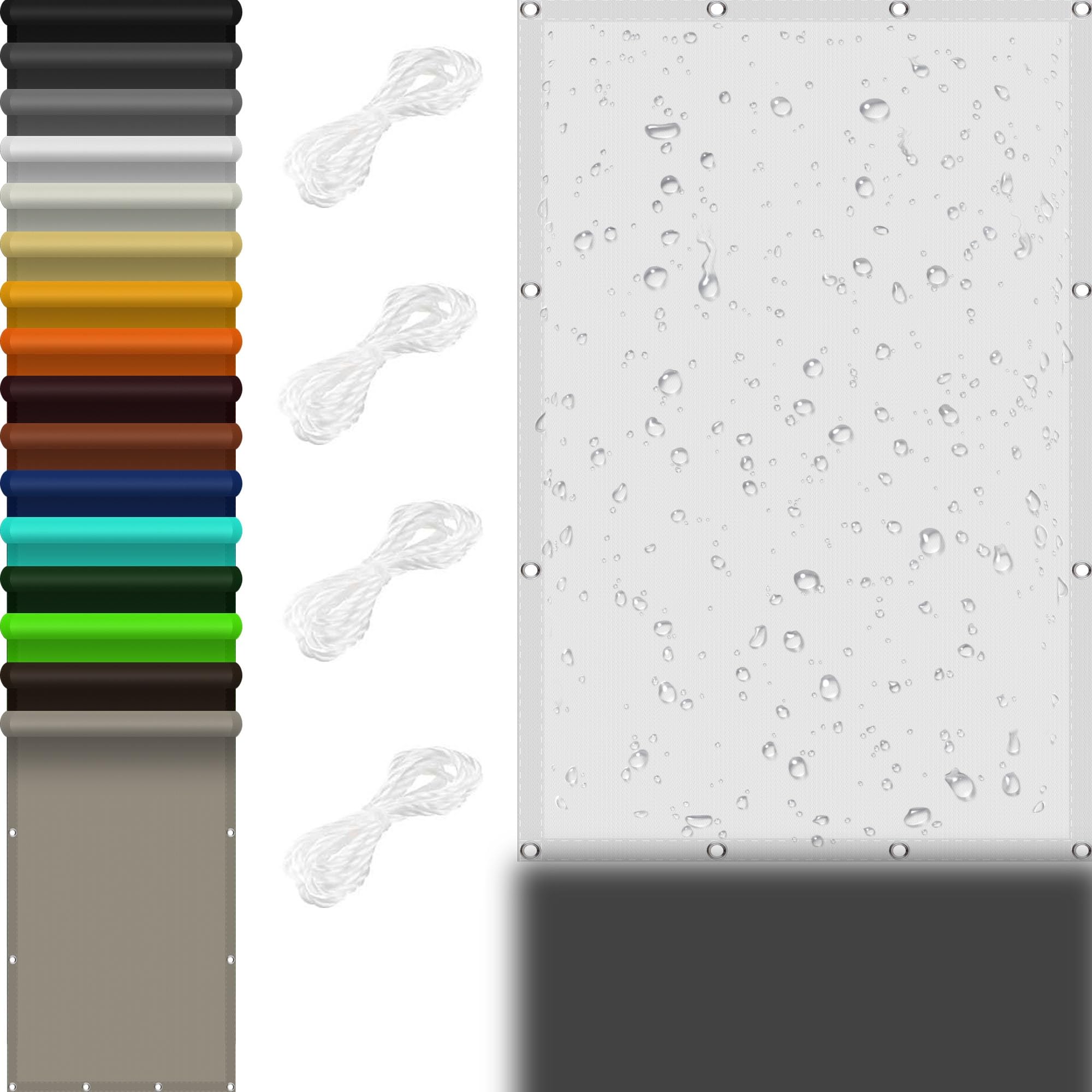 Toile ombrage rectangle 2.4x2.5m en polyester blanc anti UV pour terrasse