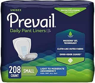 Incontinence Unisex Pant Liners, Disposable Adult Pant Liner for Men& Women, Small, 208 Count (4 Packs of 52)