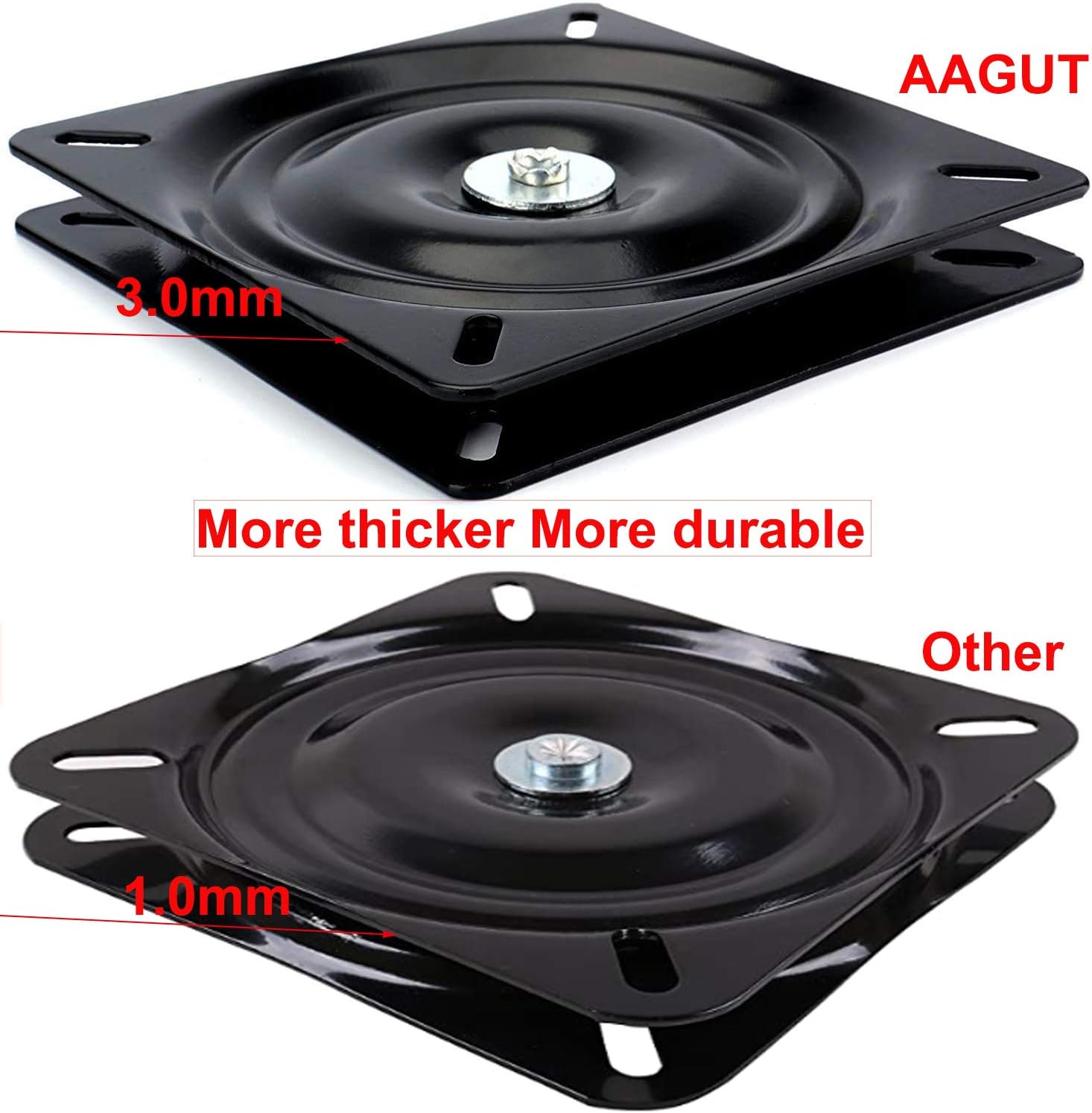 AAGUT 10" Swivel Plate Heavy Duty Bar Stool Replacement for Recliner Chair & Boat Seat Square Swivel Turntable Swivel Steel Cabinet Mechanism Base