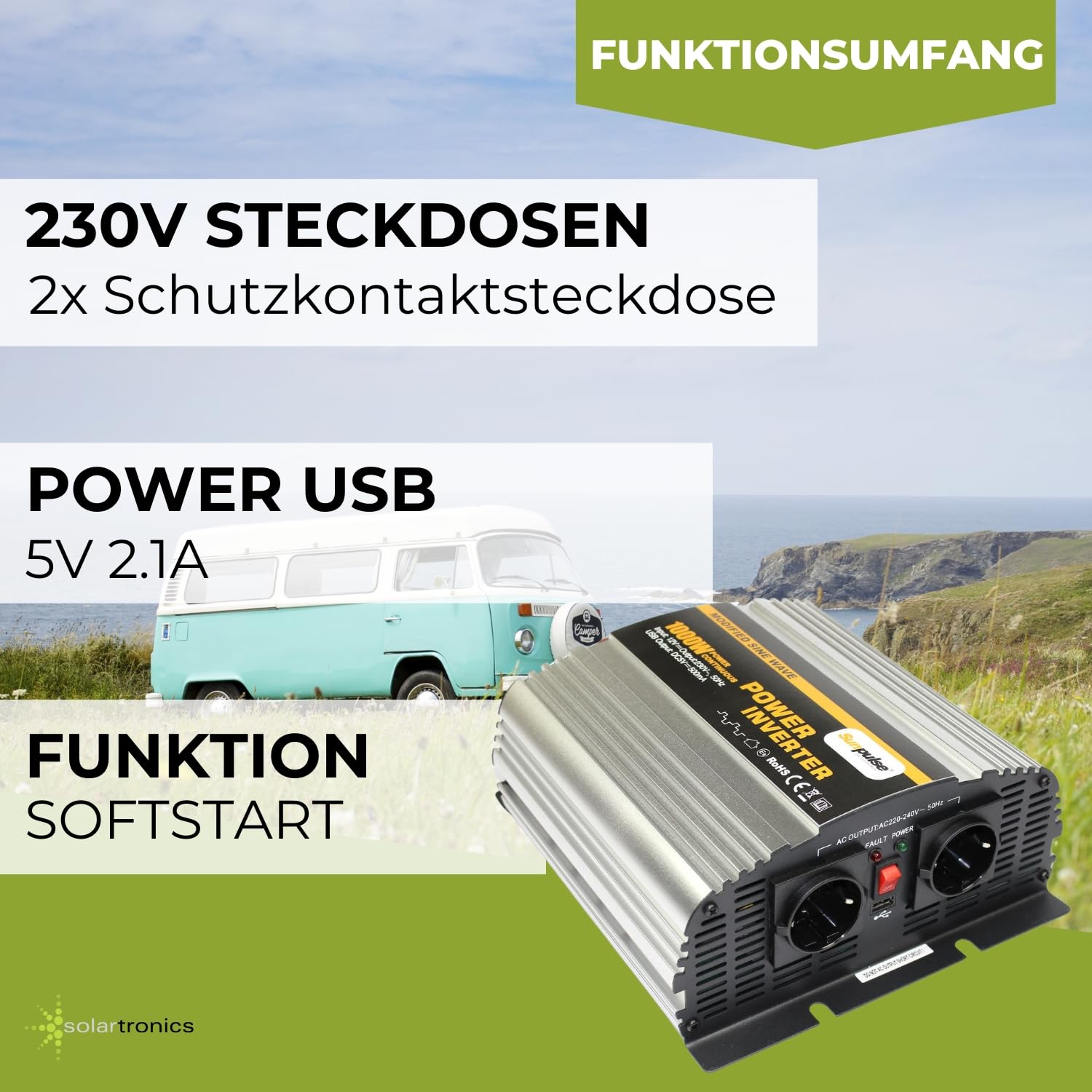 Przetwornica napięcia Ms 12 V 1000/2000 W falowniki