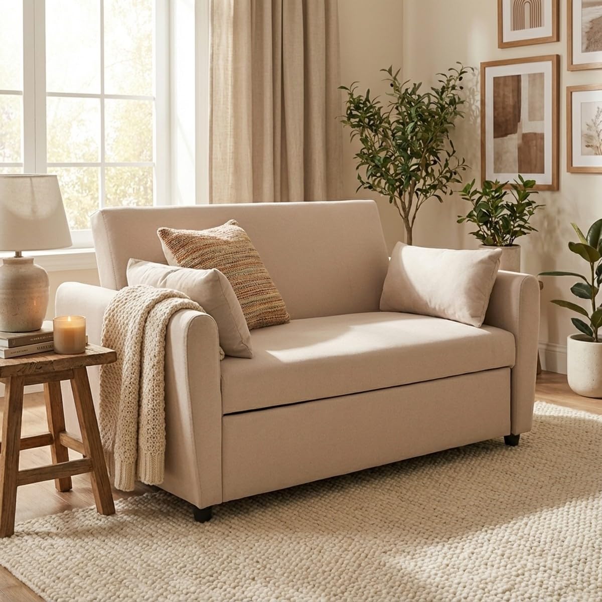 Produce Shop Divano Letto 2 posti Estraibile Design Moderno in Tessuto Porto Rico - Beige