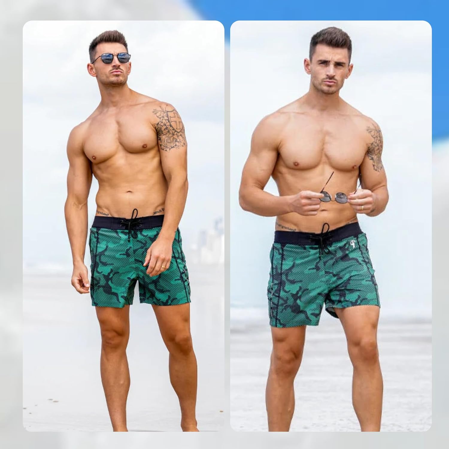 Tucann Men's Trunks 5" Compression Liner Quick Dry Zipper Pocket Chlorine Resistan 4 Way Stretch Camouflage Shorts for Men