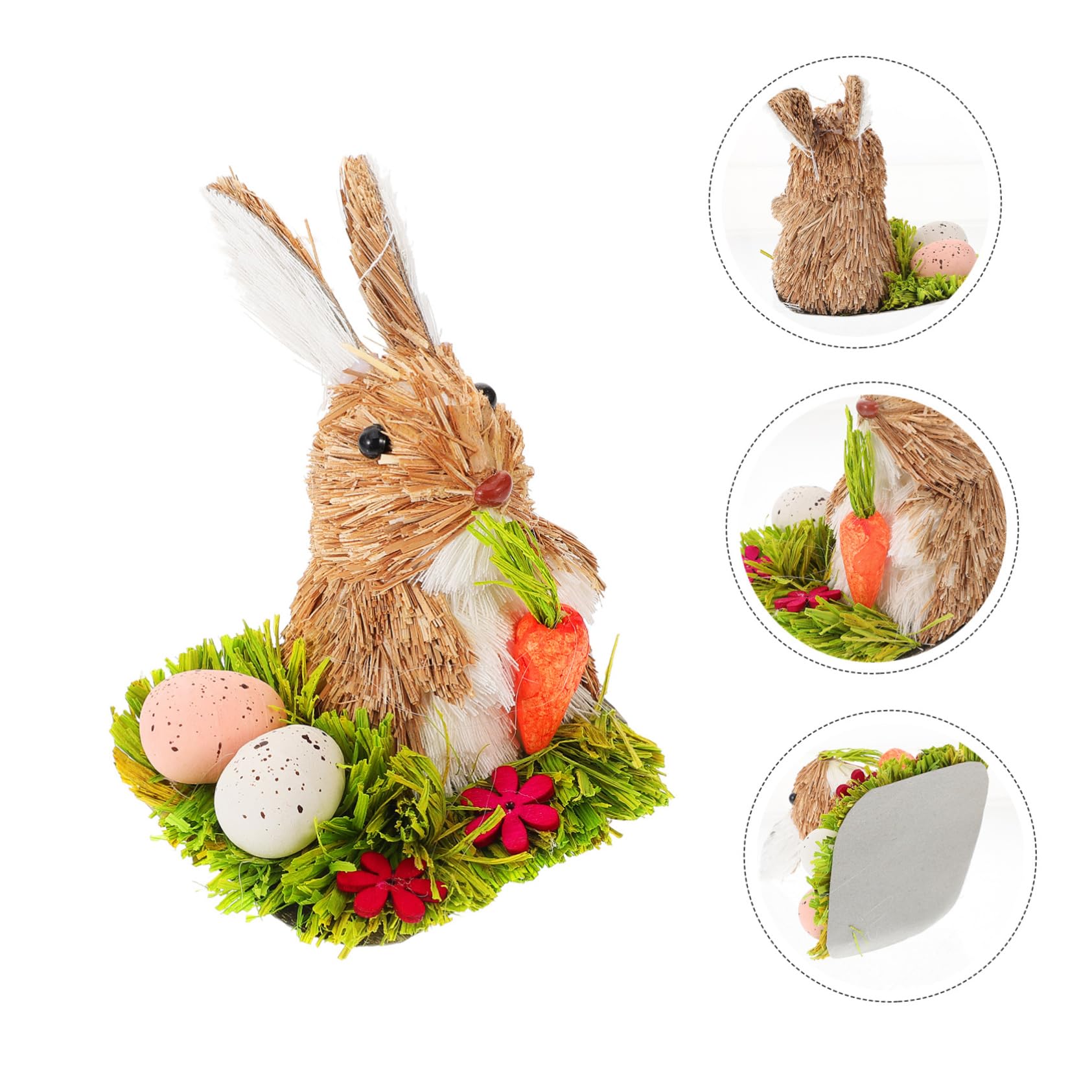 ABOOFAN 3 Pz coniglietto di paglia figura di coniglio statua animale da giardino decorazioni casa easter bunny Home decor adornare coniglio pasquale in paglia intrecciata domestico bambino
