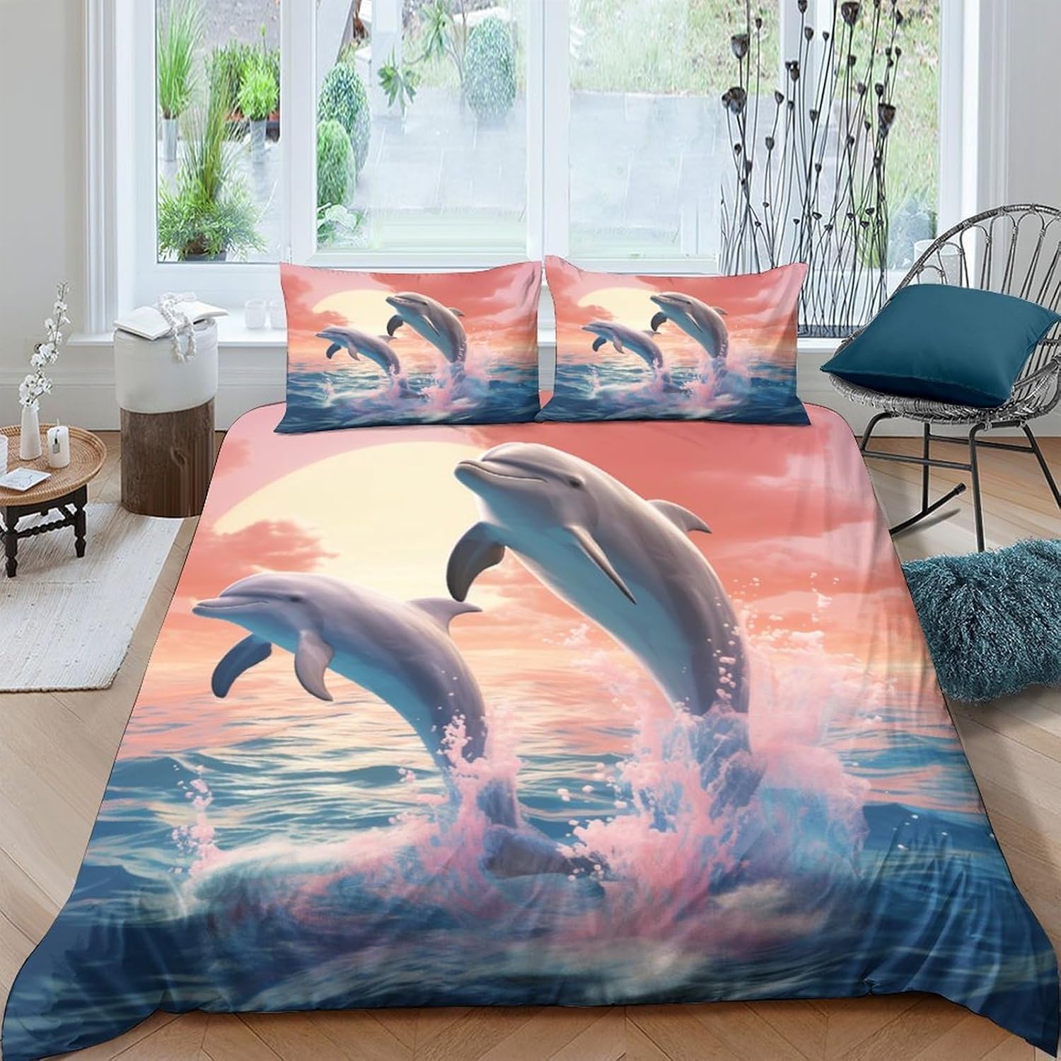 Parure de lit dauphin 200x200 cm pour une chambre d'enfant douce et apaisante