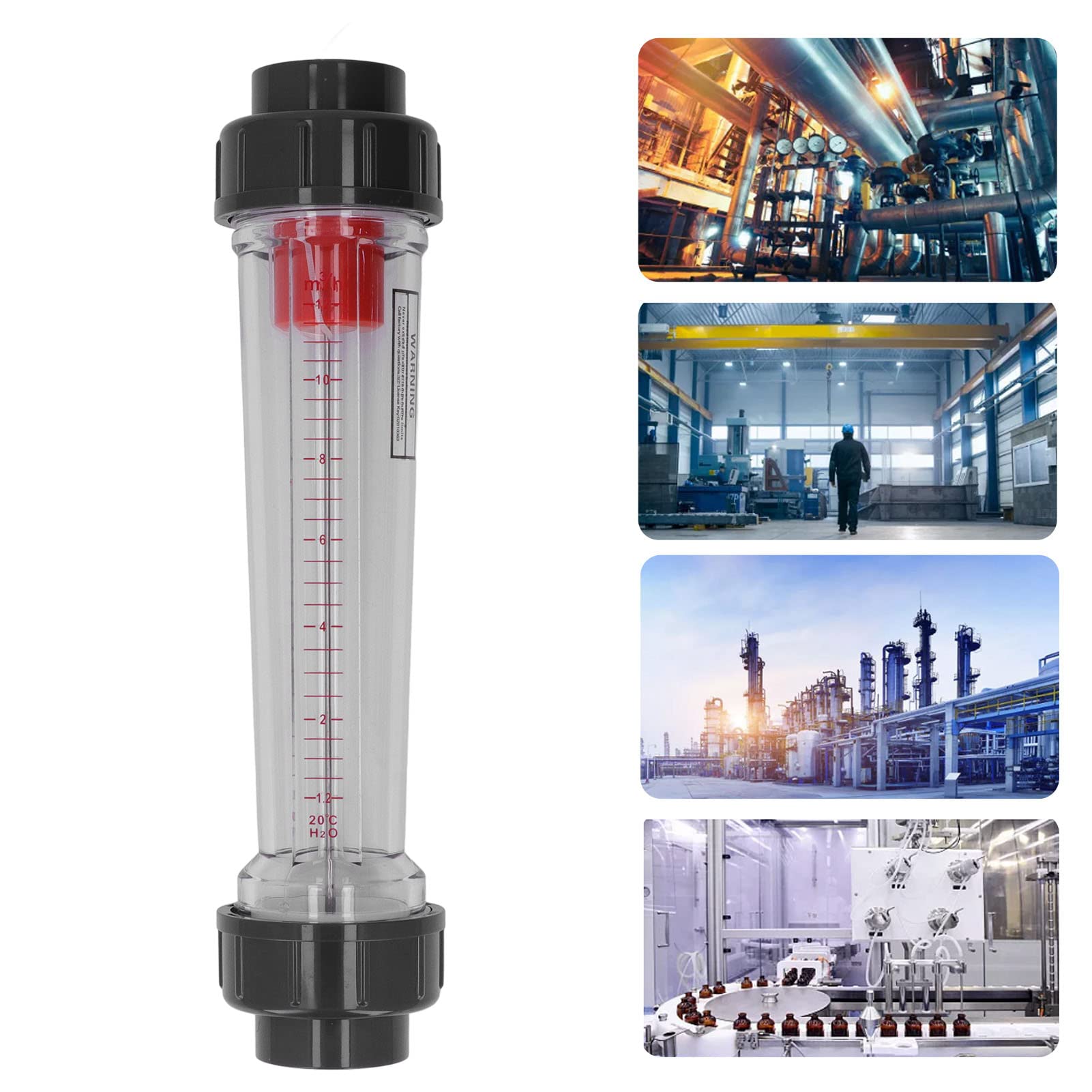 Caudalímetro de Líquido, Caudalímetro de Tubo de Plástico Transparente de Alta Precisión y Peso Ligero, 1,2-12 M³/h, Tubo de Caudalímetro para Petróleo, Industria Ligera, Fibra Química
