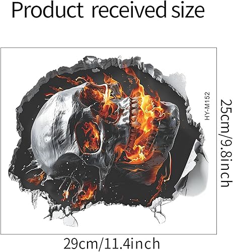 Miniatura 6 de 4 hojas de calcomanías para tapa de inodoro de Halloween, calcomanías 3D de pared rota de calavera de terror, calcomanías de pared horribles para