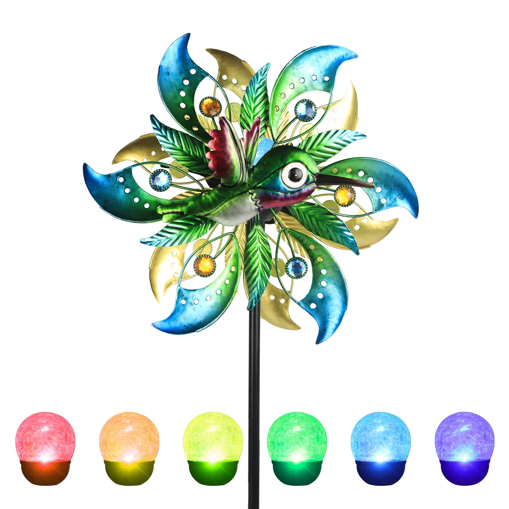 Colorful Native American Hummingbirds Wind Spinner - Welcome Native Spirit LLC