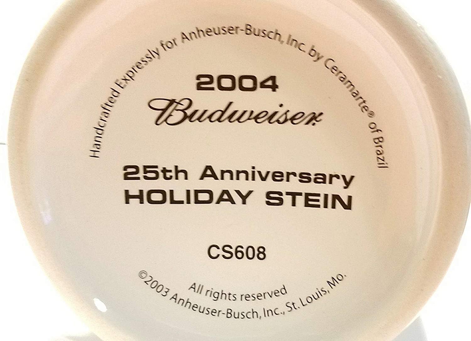 Budweiser Holiday Stein 25 Years Souvenir Mug by Anheuser-Busch