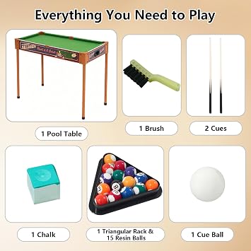 32 Mini Pool Table, 2-in-1 Tabletop Billiard Table with Removable Legs | Compact and Space Saving, Portable Pool Game Set w/Cues & Balls for Living Room, Game Room
