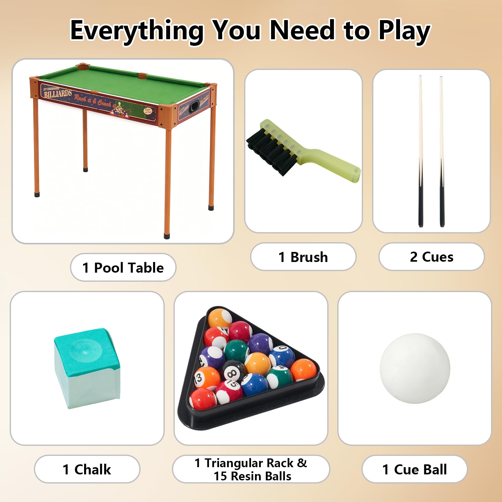 RAYKEEP Mini table de billard 2 en 1 de 81,3 cm avec pieds amovibles pour enfants et adultes, ensemble de jeu portable avec queues et balles pour salon, salle de jeux