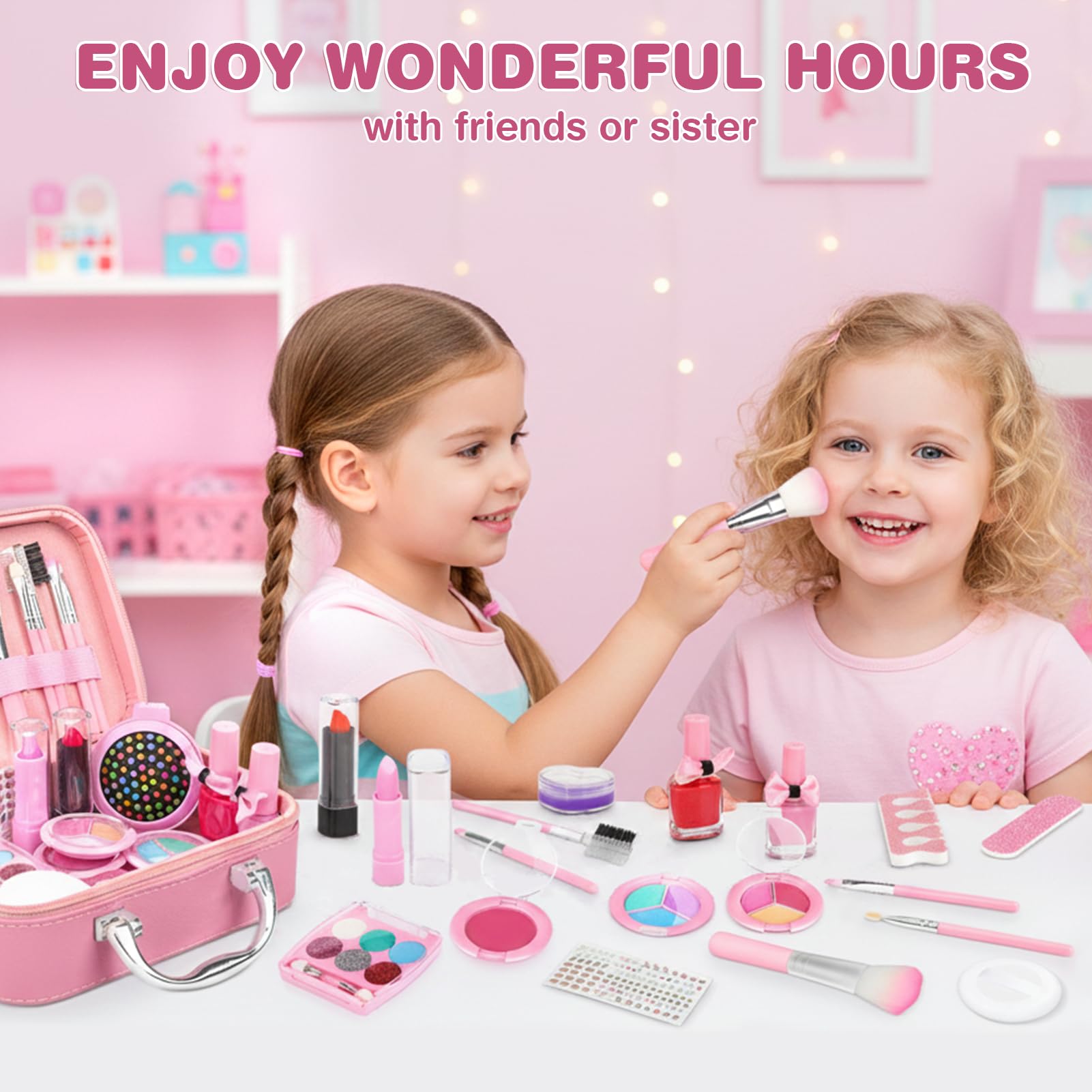 Dreamon Trucchi Bambina Set, 20 Pezzi Lavabile Set Di Valigetta Trucchi Bambina Mermaids Set, Gioco Trucco Ragazze 3+ Regalo Natale Compleanno