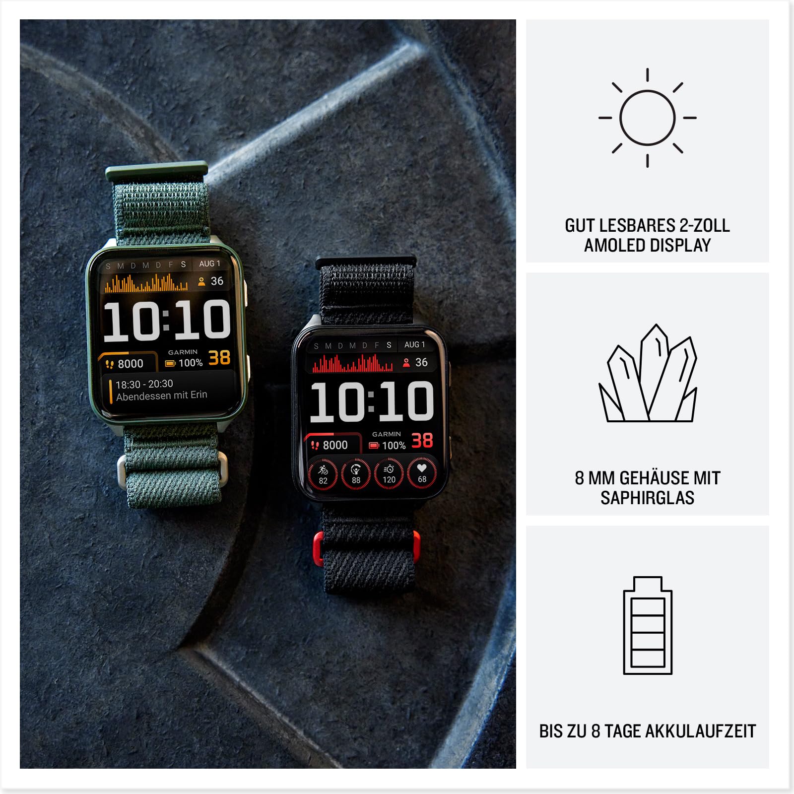 Garmin Venu X1 51mm - Fitness-Smartwatch, 2" AMOLED-Display, bis zu 8 Tage Akkulaufzeit, 100+-Sport-Apps, 24/7 Health- und Wellnessfunktionen, Telefonie, Display-Tastatur, Karten, LED-Taschenlampe