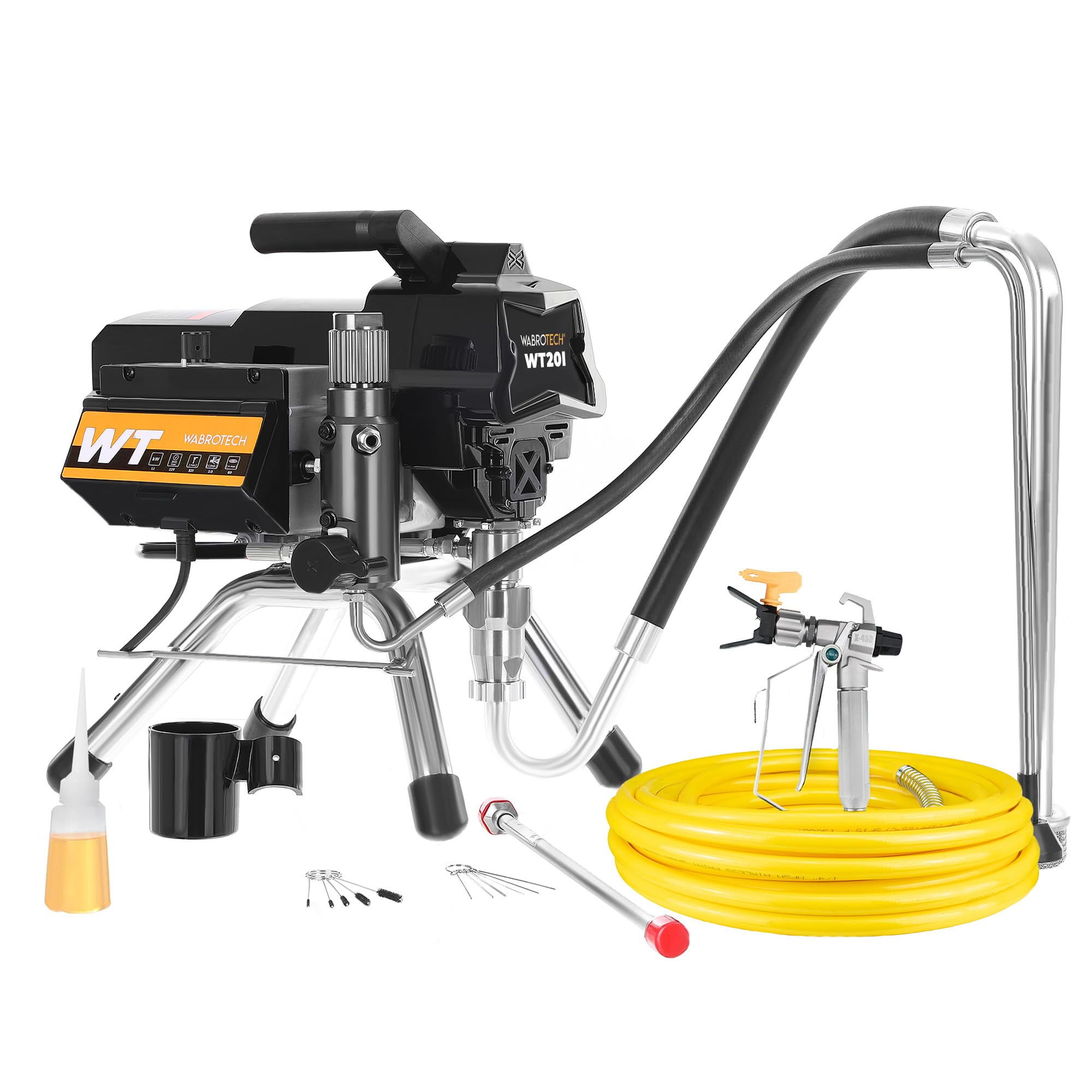 WT20i Farbsprühsystem Wandfarbe 1100 W - 210 Bar Hochdruck Airless Farbsprühgerät - Airless Spritzgerät 2 L/min - Farbspritzgerät 30000 m2/J - Lackierpistole mit Schlauch 15 m - 1/4"