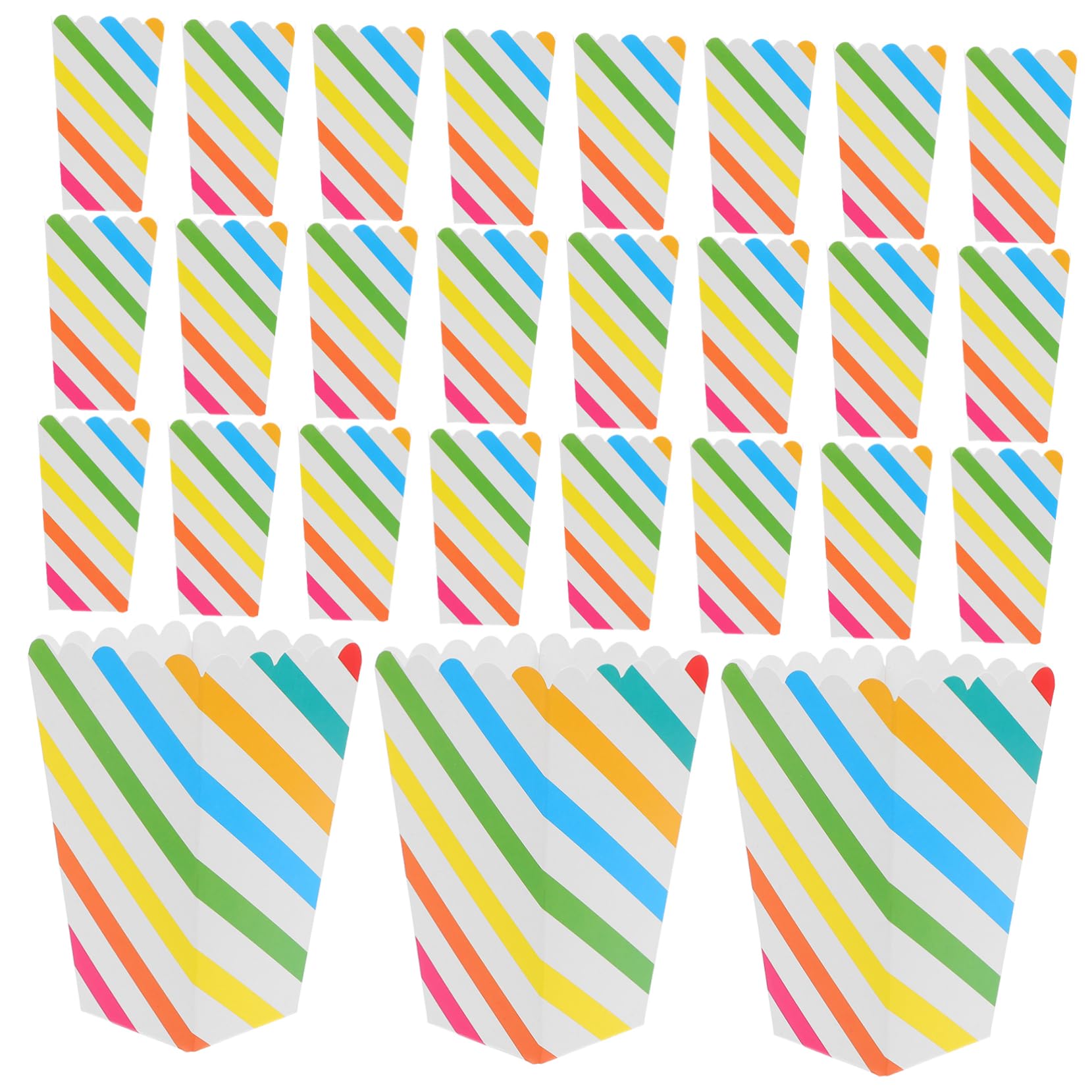 Luxshiny 50pcs Popcorn Buckets Stripe Paper Popcorn Containers for Birthday Parties Movie and Carnivals Lightweight Safe for Food for Snacks and Treats