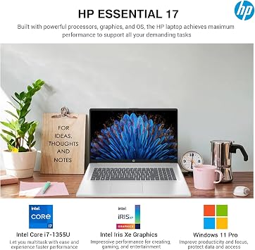 HP 17 Touchscreen Laptop Computer, 17.3 Inch HD+ Touch Screen Business PC, Intel Core i7, Windows 11 Pro, 16GB RAM, 1TB SSD, 10-Key Numeric Backlit Keyboard