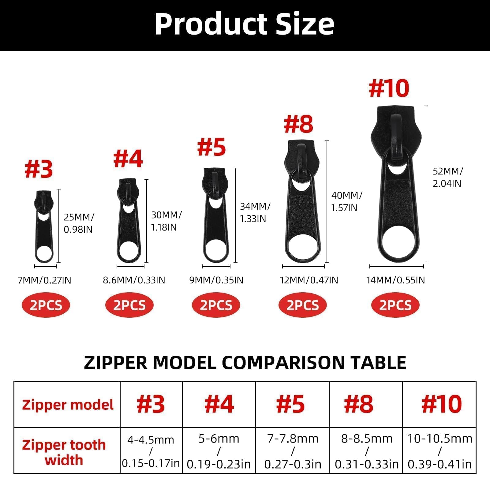 10 Cursori Universali Per Cerniere Lampo - Ricambio Per Giacca, Jeans, Borsa E Valigie - Foto 6