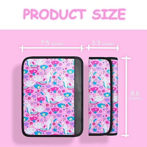 Miniatura 4 de YR Funda de cinturón de seguridad para niños suave y cómodo cojín para cinturón de seguridad para niños lindo patrón de dibujos animados para niñas