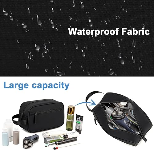 Miniatura 7 de Neceser de viaje para hombres y mujeres, ajuste Dopp, bolsa de afeitar resistente al agua, pequeña bolsa organizadora de higiene de baño, Negro -,