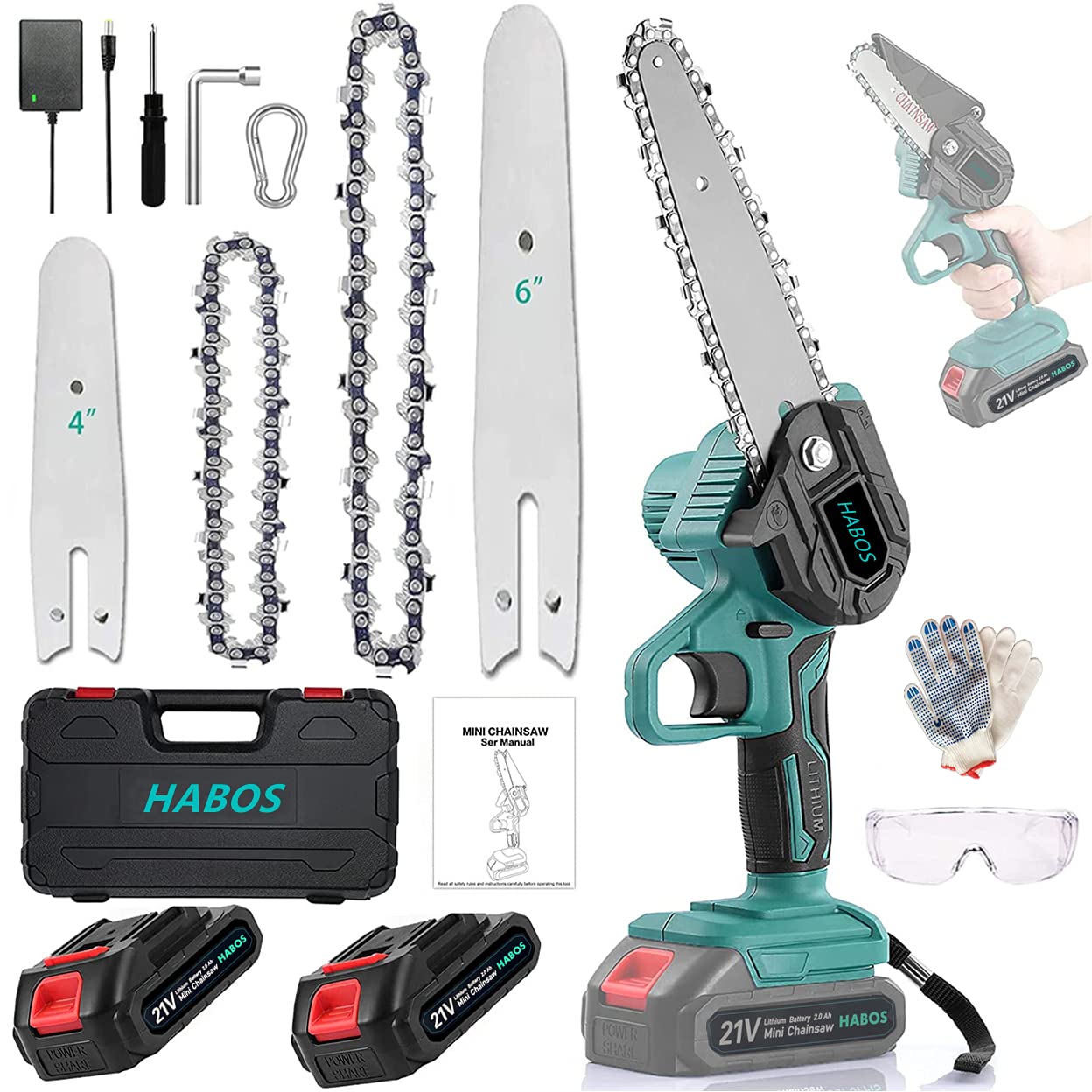 Mini Chainsaw Cordless, 6 and 4-inch 2 