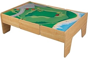 KidKraft Double-Sided Wooden Train and Activity Table with Built-in Storage Drawer