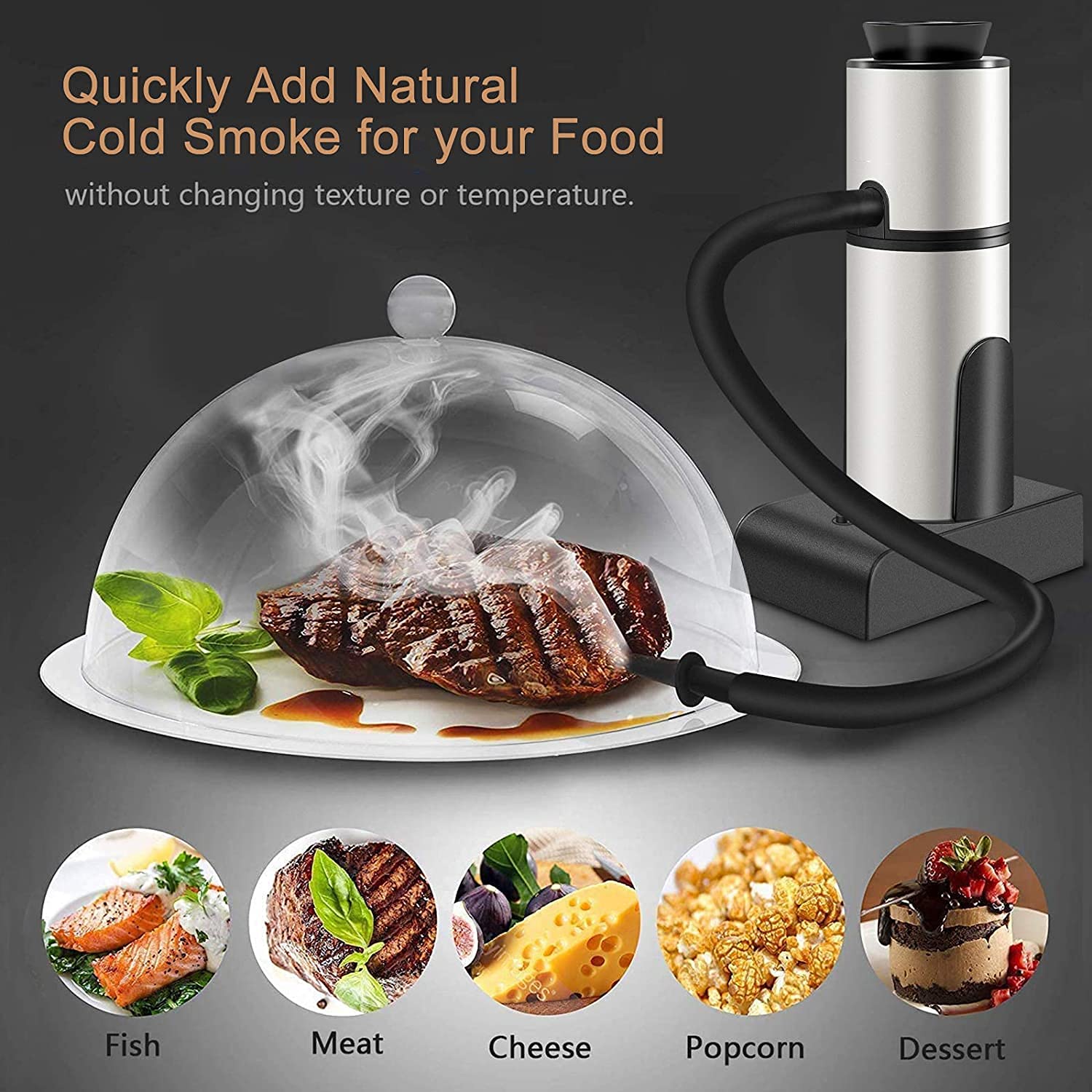 Fumoir Alimentaire Vesta Gusto - Fumeur Portable à Piles - Pour Viande, Fromage, Cocktails