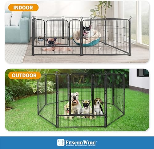 Miniatura 8 de Fencer Wire Corralito plegable para mascotas para exteriores e interiores con puerta disponible en perrera portátil de metal de 24 pulgadas 32