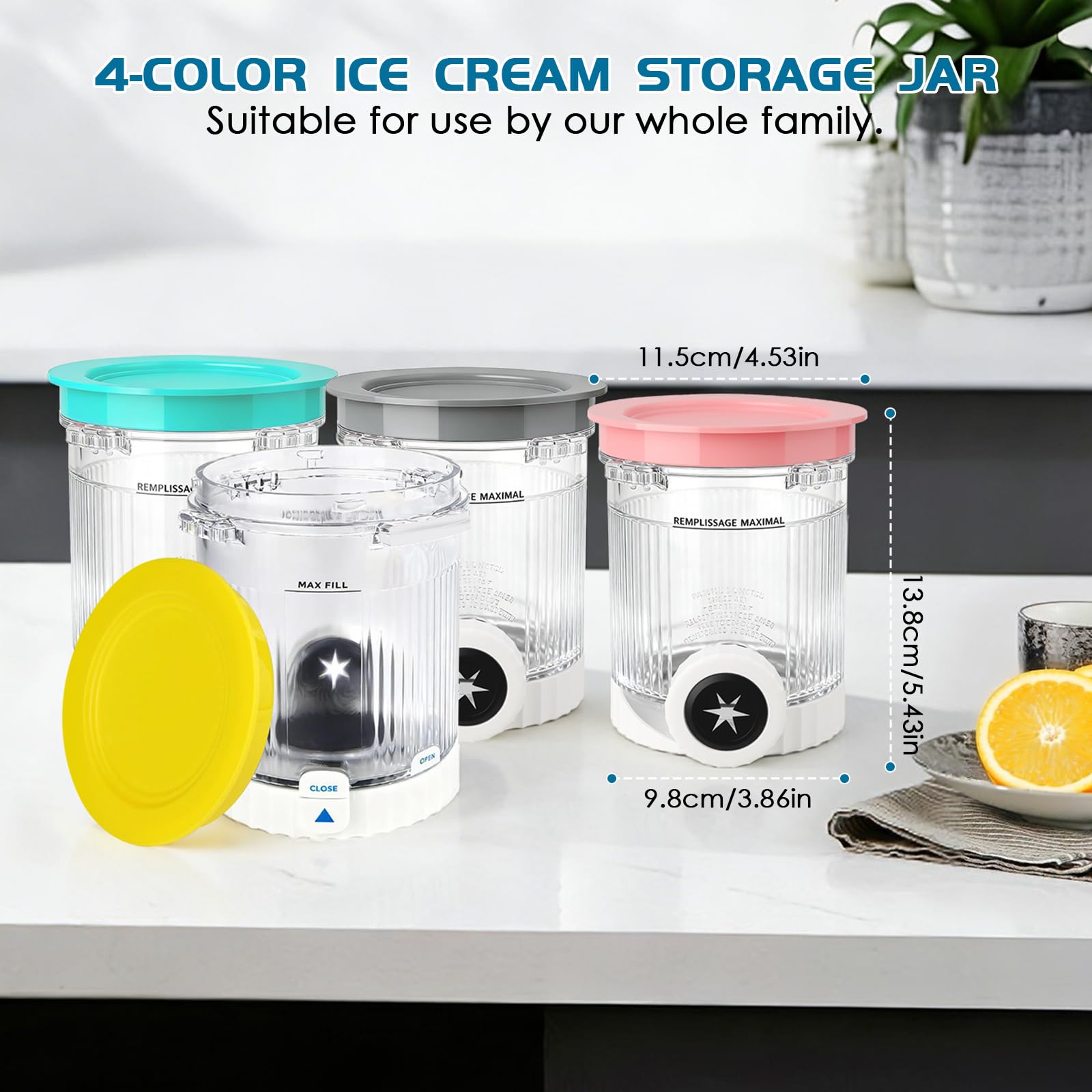 4 recipientes Creami para Ninja Swirl CREAMi NC701EU, accesorios para máquina de hielo Ninja Swirl, sin BPA, aptos para lavavajillas