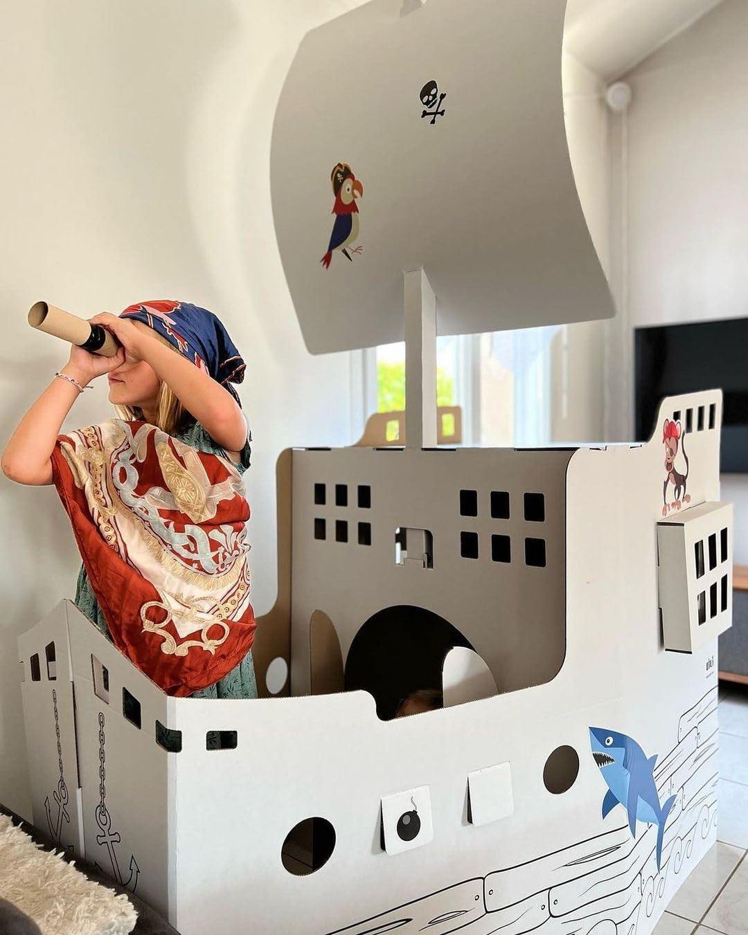 Barco pirata de cartón – Juego gigante: 1,50 x 78 x 2,11 – Juego a partir de 3 años – Ideal como regalo de cumpleaños, Navidad o decoración