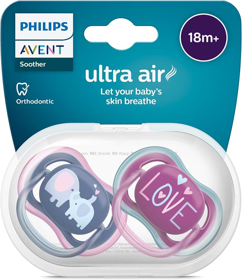 Chupeta Ultra Air Dupla Decorada Philips Avent 18m+ Azul/Rosa