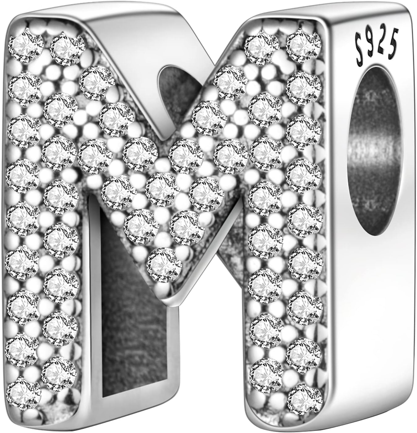 MULA 925 Sterling Silver Charms for Bracelets and Necklaces A-Z Alphabet Beads Dangle Pendants with 5A Cubic Zirconia Jewelry for Women