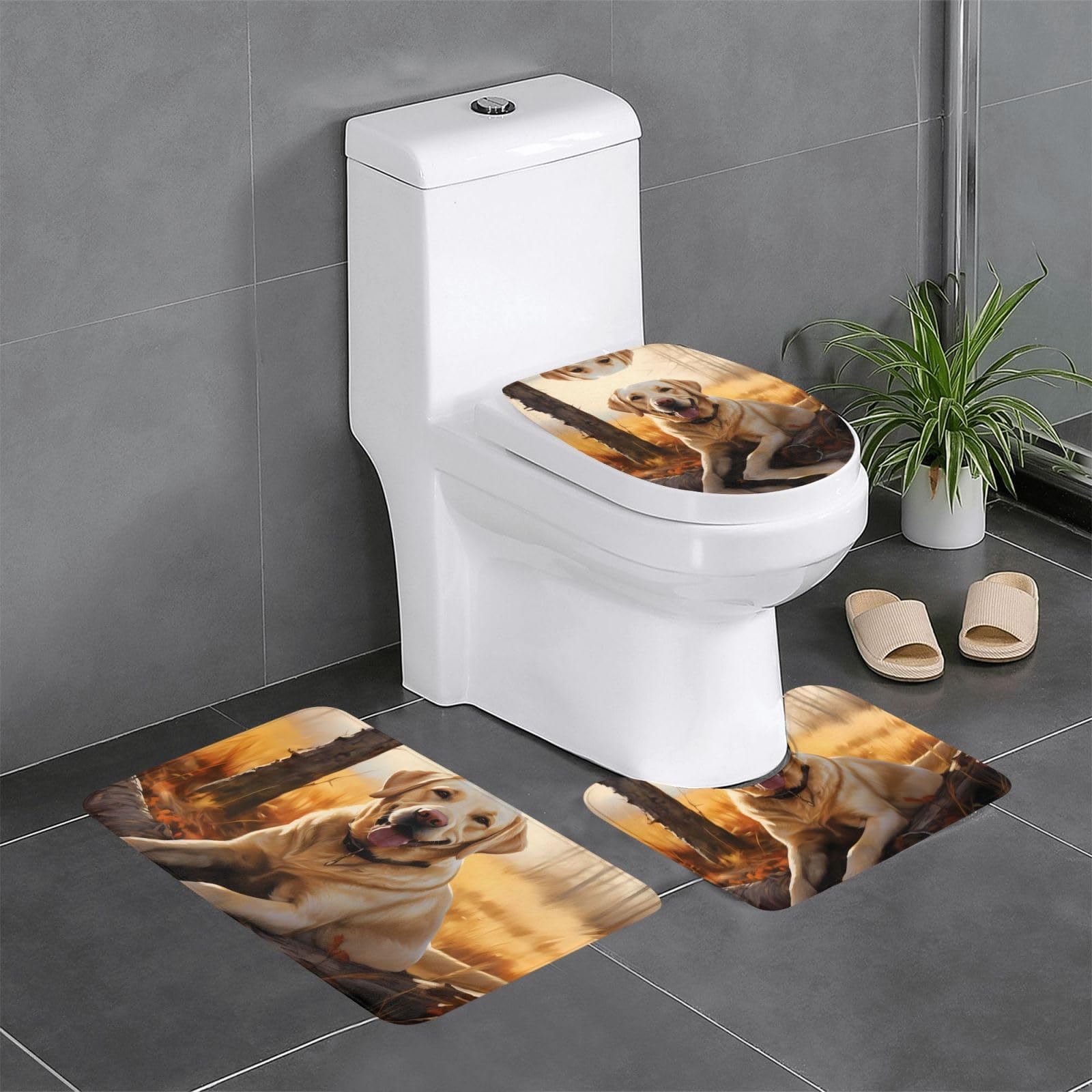 Tapis de bain antidérapant pour toilettes flanelle lot de 3 pièces