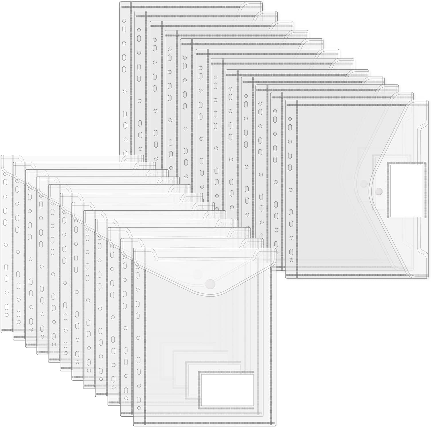 30 Transparente A4 Dokumententaschen Mit Druckknopf - Abheftbare Sammelmappen Für Büro & Schule