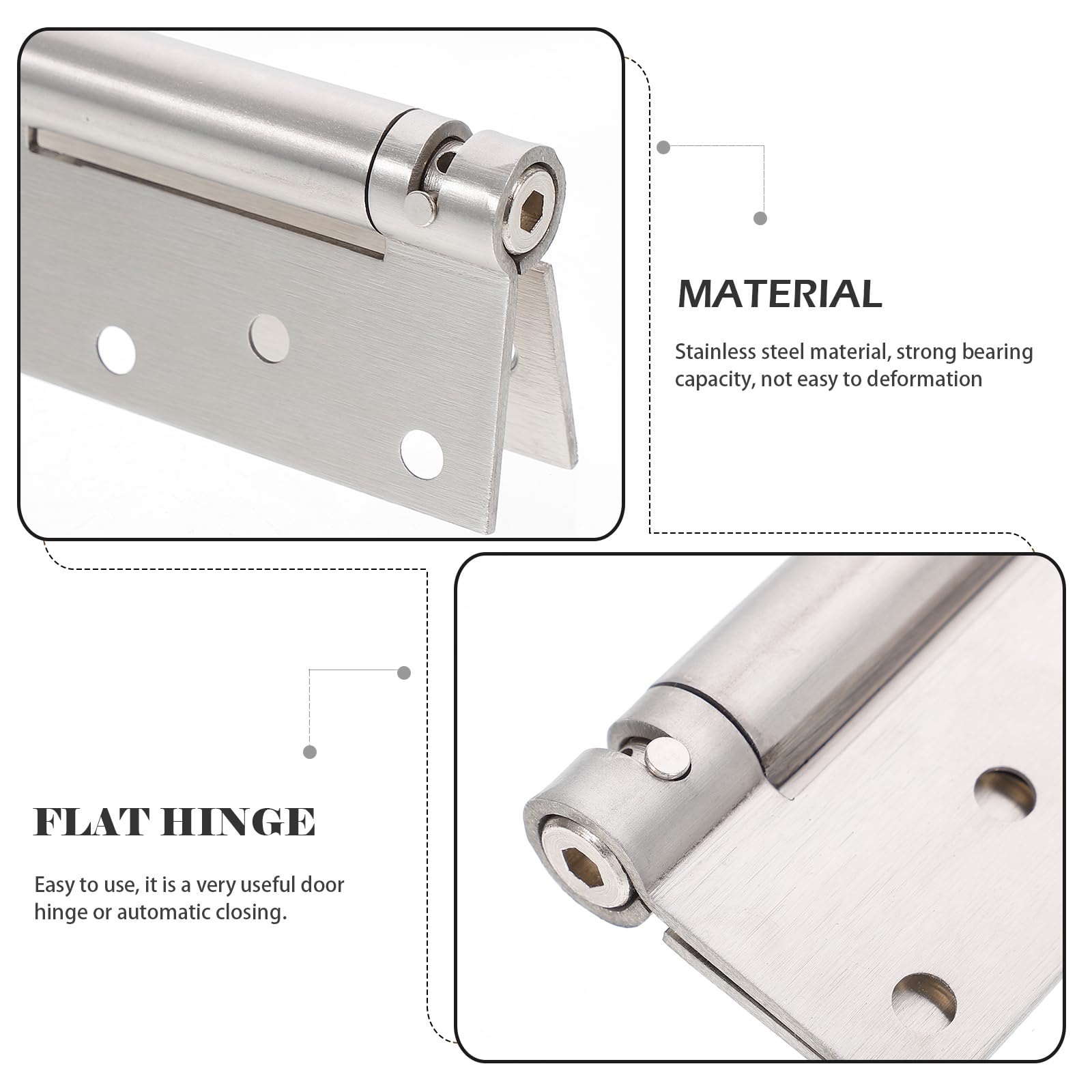 DOITOOL Door Hinge 2PCS 3.86x2.05x0.63 Inch Self-Closing Cabinet Spring Door Hinges Adjustable Stainless Steel Smooth Silent Closing for Kitchen Bathroom Doors - Image 4