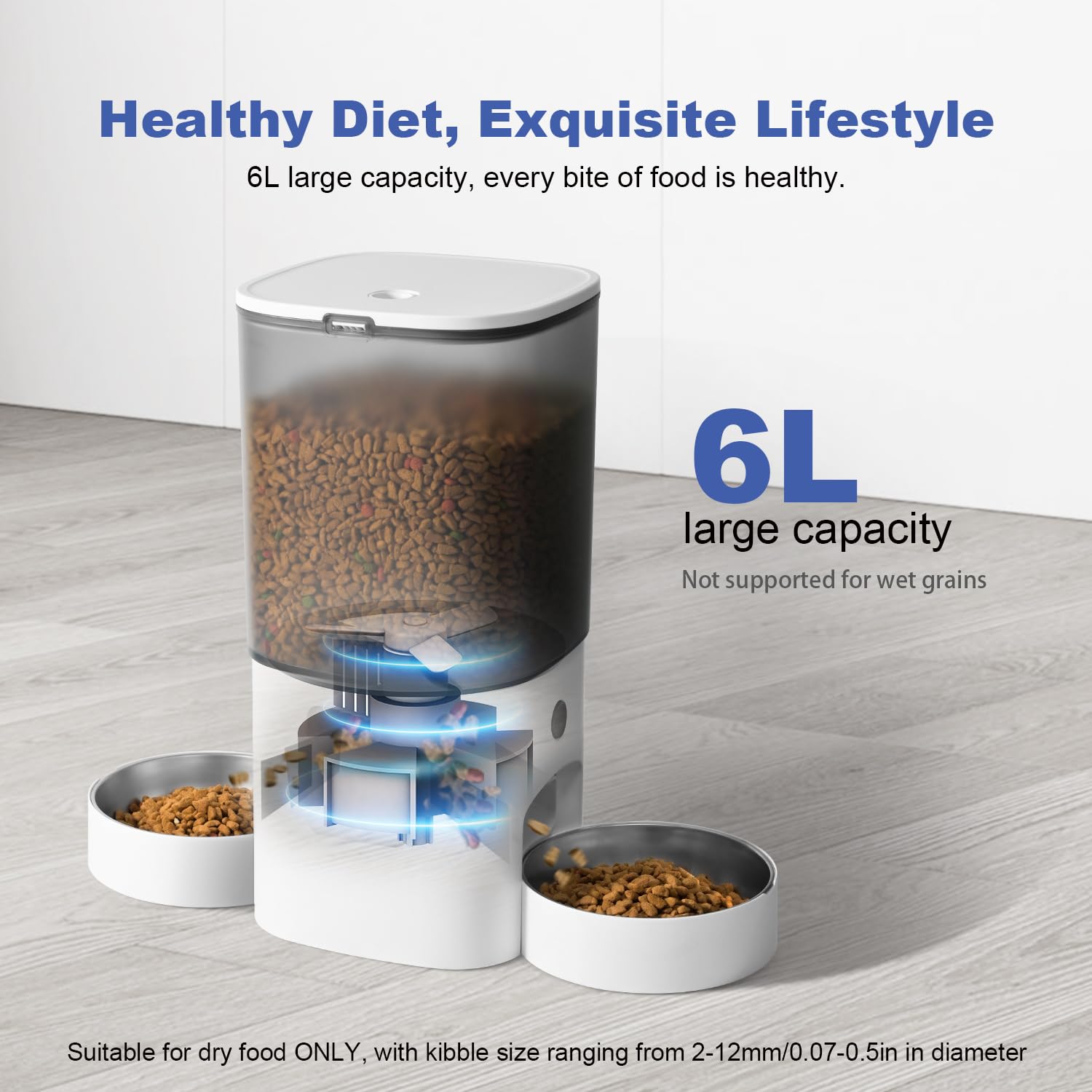 ANDOLL HOME 6L Automatic Cat Feeder, 2 Pets Timed Cat Dry Food Dispenser view 7