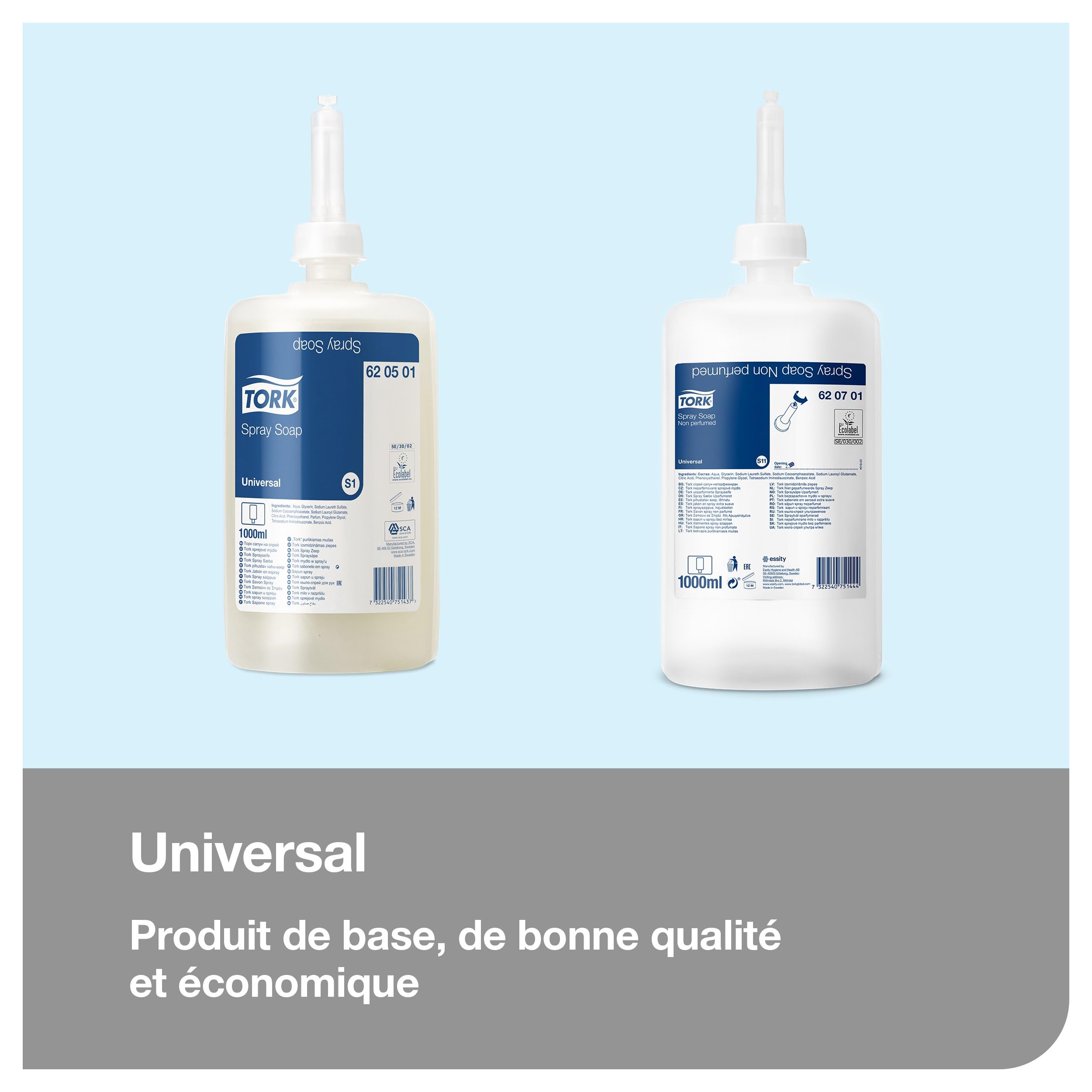 Tork Distributeur murale pour Savon liquide en Spray et Désinfectant main Elevation - 560000 - Système économique anti-fuites S1/S11 - Blanc