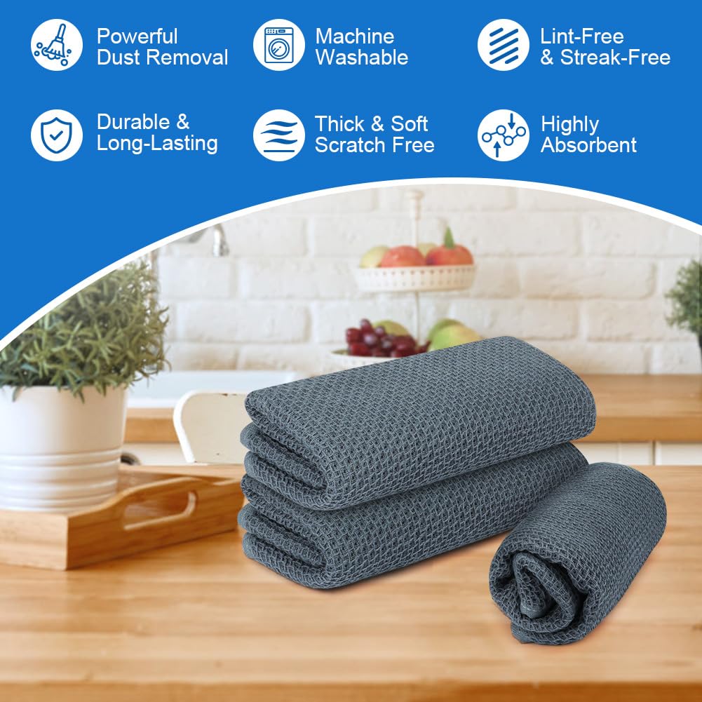 HOTUT Kitchen Dish Cloths Waffle Weave, 75×35cm Kitchen Dish Tea Towel, Ultra Soft Absorbent Quick Drying Dish Towels - Image 4