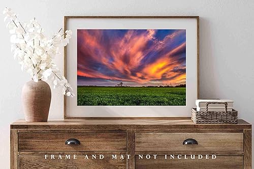 Miniatura 10 de Sky Photography Print (Not Framed) Picture of Clouds Illuminated by Sunlight Over Field at Sunset in Oklahoma Country Wall Art Nature Decor (8" x