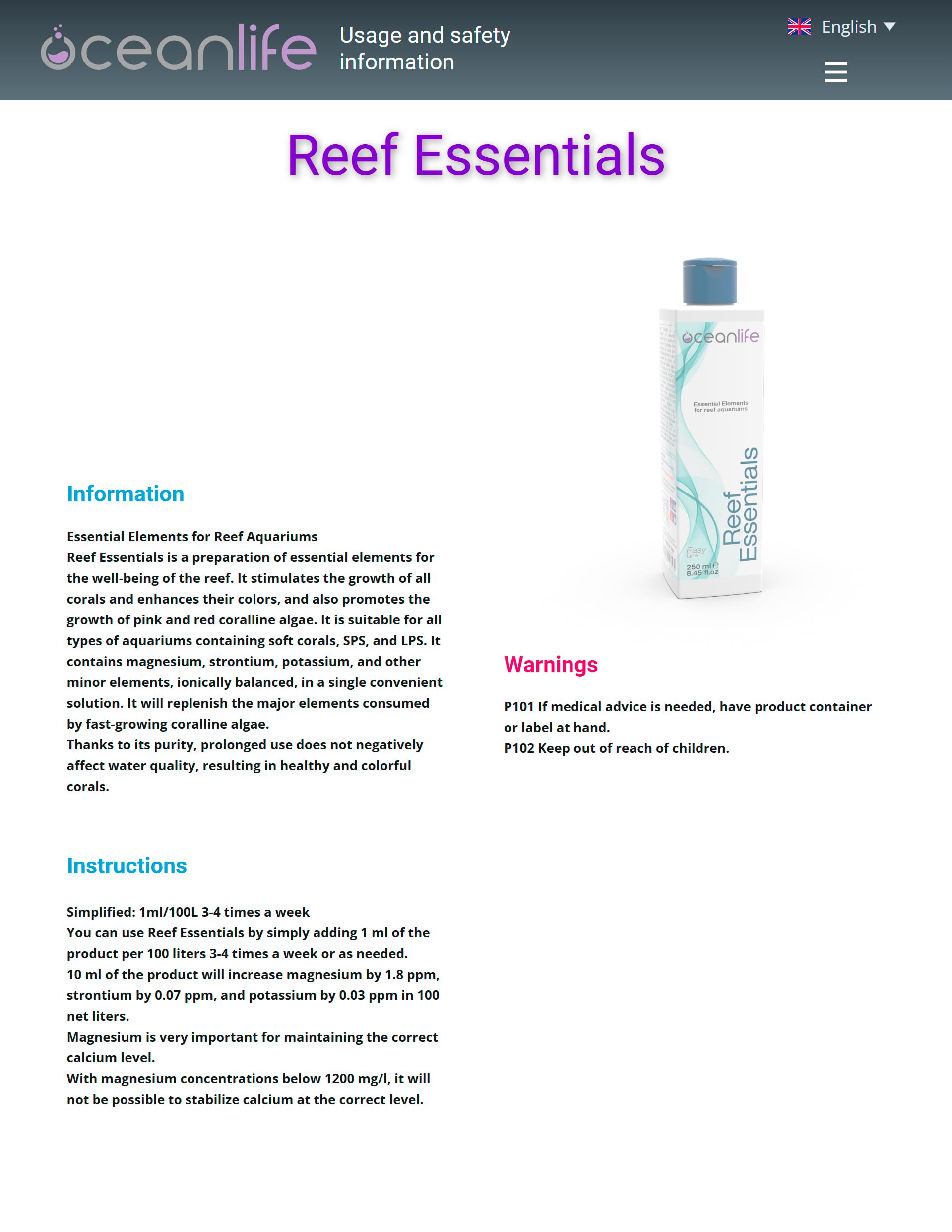 Oceanlife Reef Essentials - 5000 ml - magnesio, stronzio e potassio per acquari marini