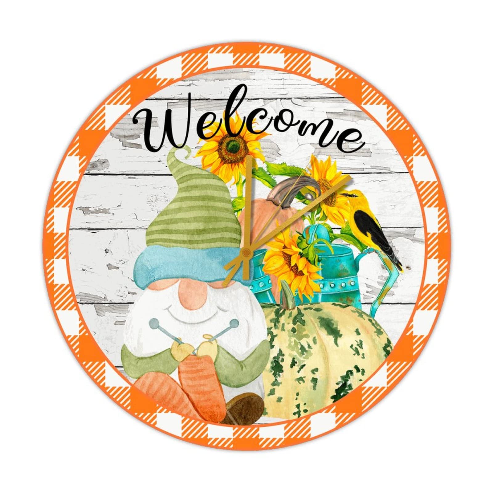 Horloge ronde en bois gnome d'automne, le cadeau idéal pour la décoration de Thanksgiving