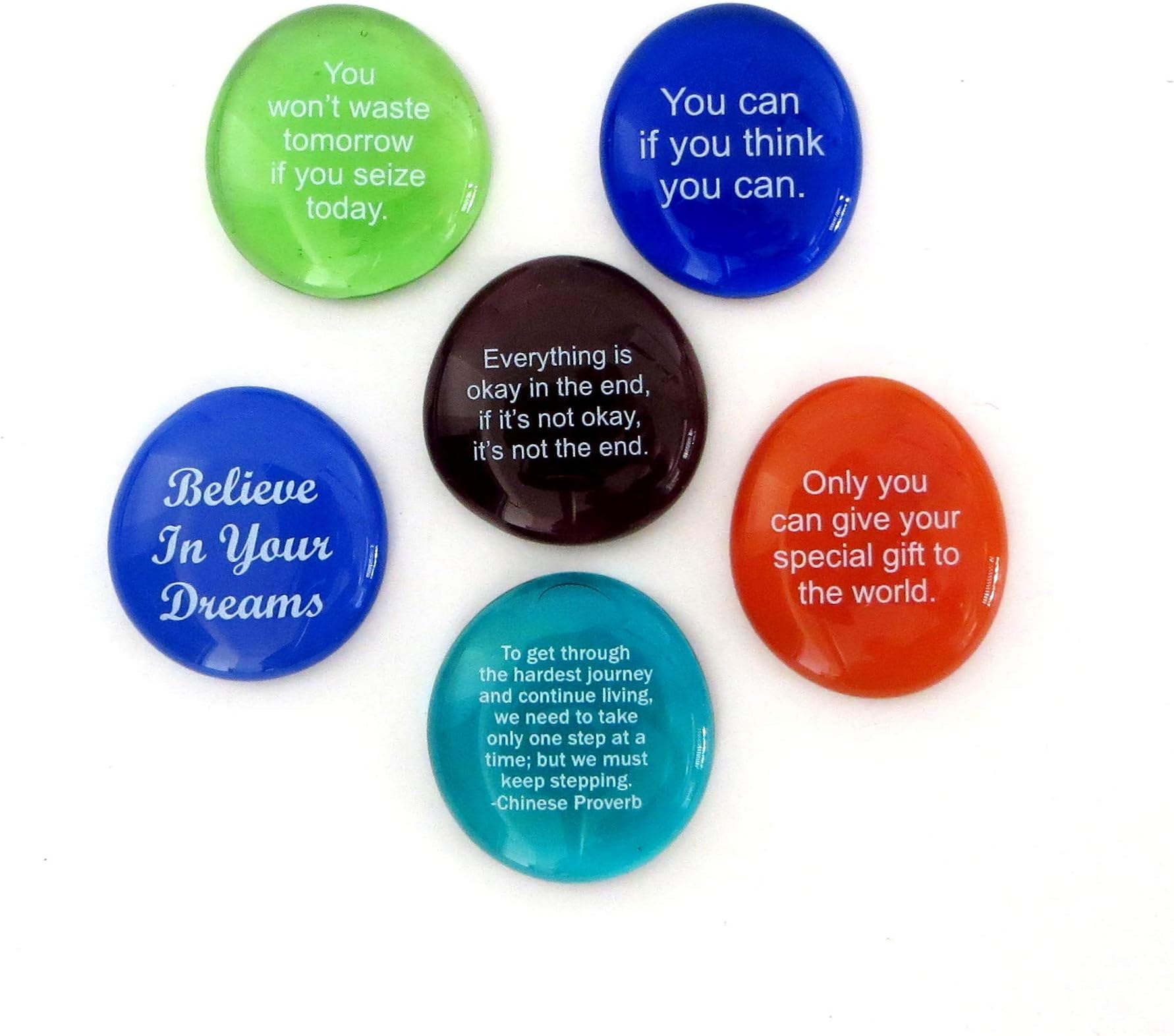 Lifeforce GlassMotivation Stones, Inspirational and Encouraging Sayings on Glass Stones Selected to Help You Make Your Dreams Come True, Set II
